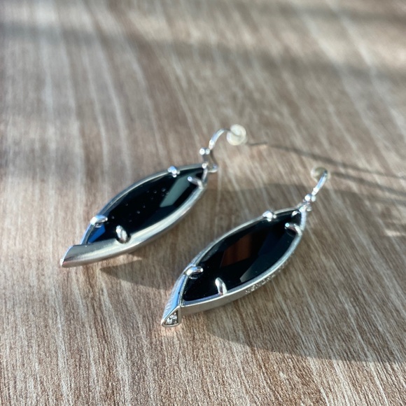 Kendra Scott Maxwell Black and Silver toned Marquise Earrings